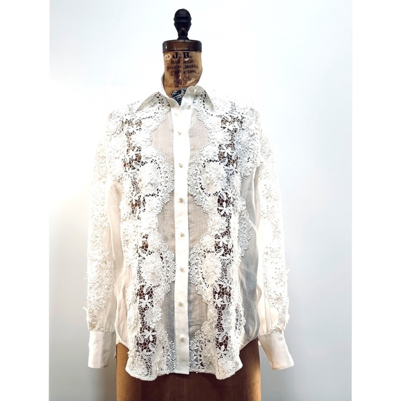 Zimmermann Halliday Lace Flower Shirt Small size 1 - Picture 14 of 16